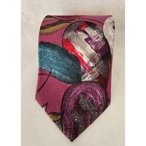 Pierre Balmain 100% Silk Tie Jewel Tone Abstract Classic Suiting Work Wear